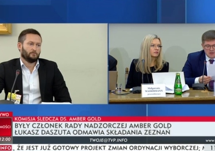  Skandal na komisji Amber Gold: Łukasz Daszuta odmawia składania zeznań. Wassermann: "To niedopuszczalne"