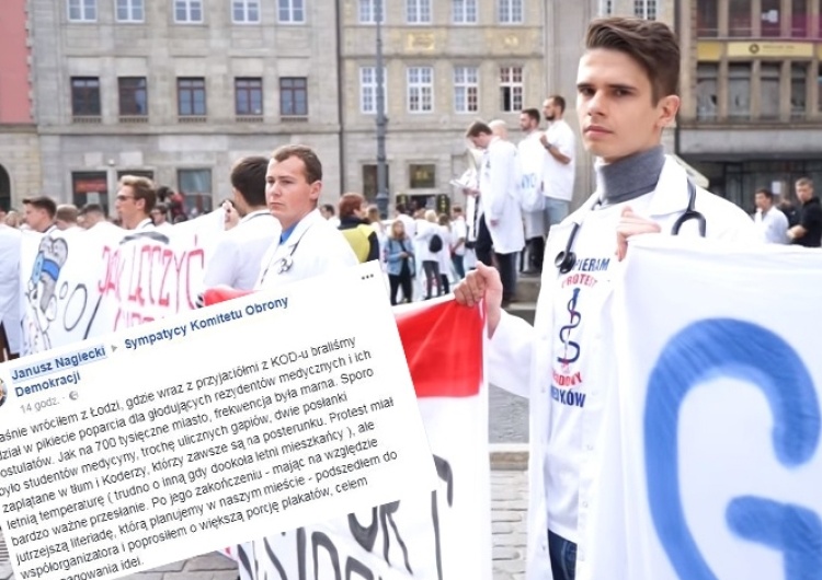  "Kodziarz kontra rezydent". Historia z protestu medyków podbija internet