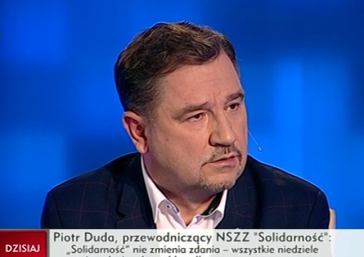 zrzut ekranu Piotr Duda: Solidarność nie zmienia zdania - wszystkie niedziele mają być wolne