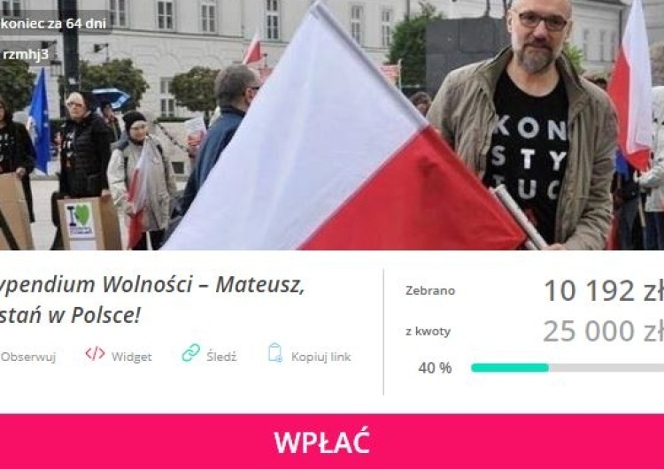 Zbierają pieniądze dla Kijowskiego: "Mateusz zostań w Polsce!"