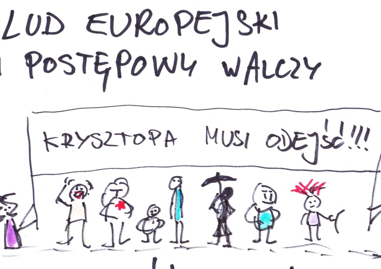  [Kliknij aby zobaczyć całość] Nowy rysunek Andrzeja Fajdy: W imię Postępu i Nieskrepowanej Wolności...