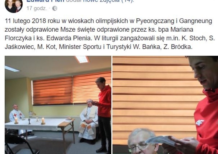  Polscy sportowcy uczestniczą w niedzielnej mszy św. w Pjongczangu. "Wyborczą szlag trafi"