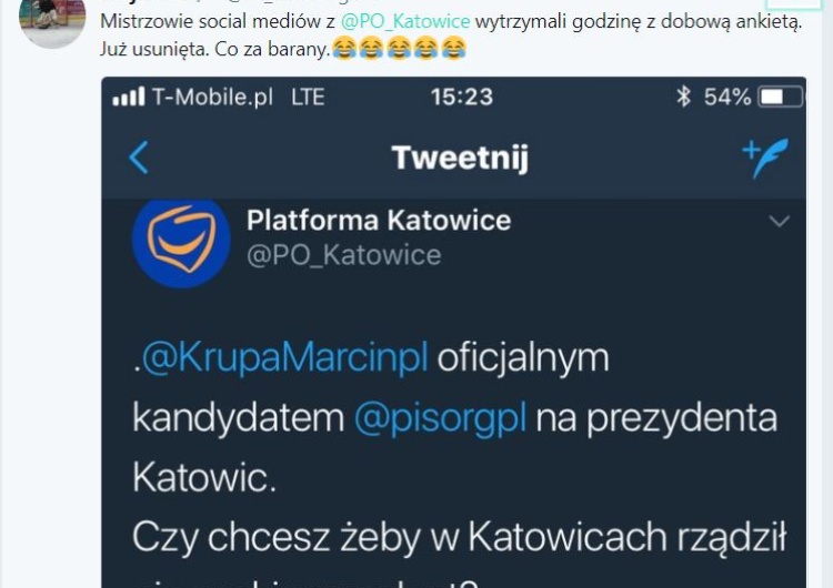 Internetowa sonda poszła nie po ich myśli, więc usunęli. Internauci szydzą z Platformy Obywatelskiej