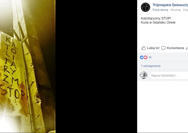 "Katolitaryzm stop".Feministki powiesiły na gdańskich świątyniach płótna z hasłami atakującymi duchownych