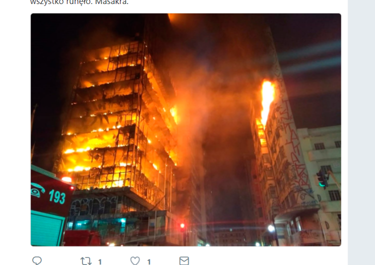  Tragedia w Sao Paulo. Runął wieżowiec zamieszkany przez squatersów