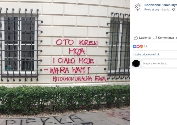 „Oto ciało moje, oto krew moja. Wara wam". Feministki chwalą się atakiem na obiekty kościelne