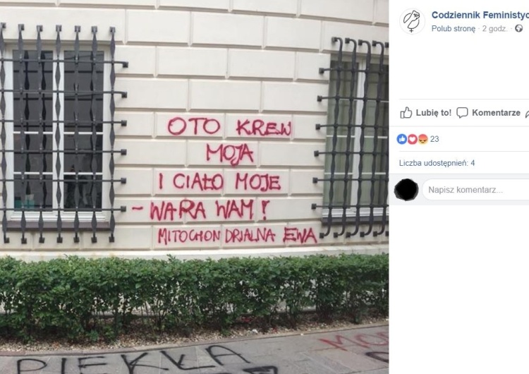  „Oto ciało moje, oto krew moja. Wara wam". Feministki chwalą się atakiem na obiekty kościelne