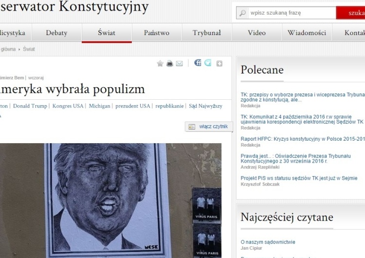 Apolityczny Trybunał Konstytucyjny uprawia politykę w serwisie internetowym Biura TK?