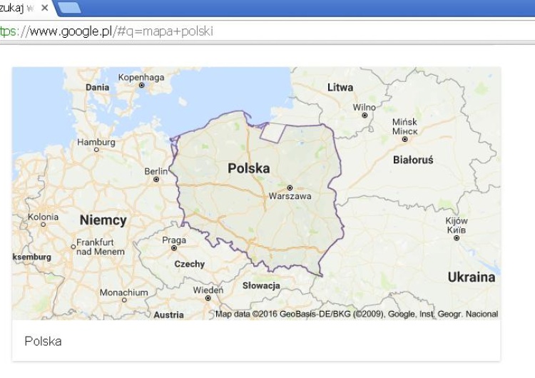  Na mapie Polski Google przyłączyło spora połać kraju do Obwodu Kaliningradzkiego. Hm...