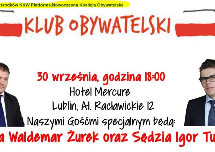 "Apolityczni" sędziowie Żurek i Tuleya na spotkaniu Klubu Obywatelskiego. Co na to konstytucja?