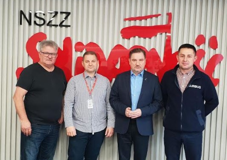 Spotkanie Prezydium Komisji Krajowej NSZZ Solidarność z przedstawicielami "S" w PZL "Warszawa-Okęcie"