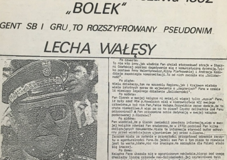  Prof. Cenckiewicz publikuje archiwalną ulotkę: "Bolek. Agent SB i GRU rozszyfrowany"