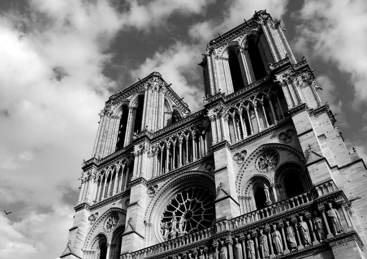  Krzyż i ołtarz Notre-Dame przetrwały. Internauci publikują zdjęcia lśniącego w blasku pożogi krzyża