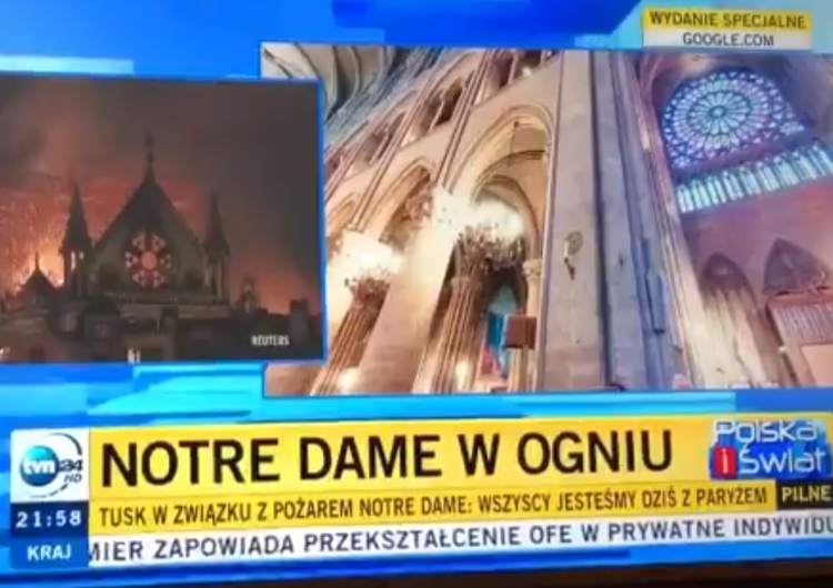  [video] Pożar #NotreDame. "Żarty" w TVN24: "No Quasimodo nie dopilnował..."
