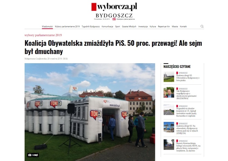 TOK FM zrobił sobie na pocieszenie dmuchany Sejm, w którym "KO zmiażdżyła PiS"