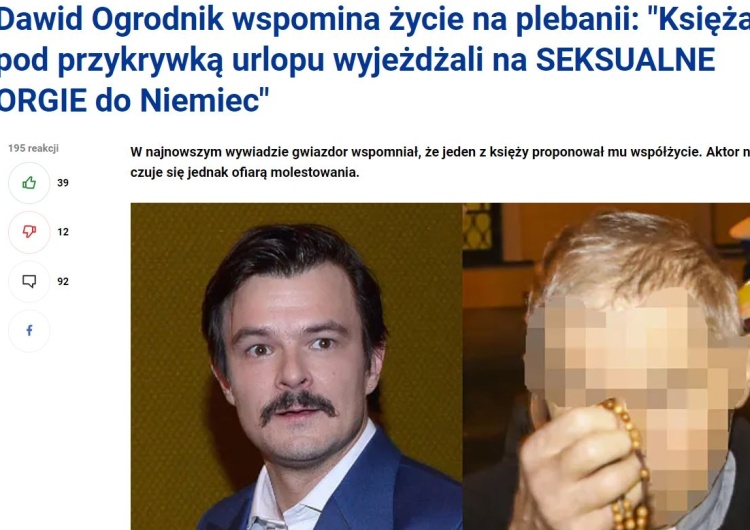 Dno! Pudelek ilustruje tekst o księżach "jeżdżących na orgie" zdjęciem kapłana, który sprzeciwił się LGBT