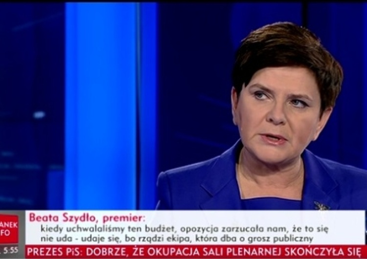 zrzut ekranu Premier Szydło o Tusku: Kiedy trzeba było Polsce pomagać, jego głosu nie słyszeliśmy. O co mu chodzi?