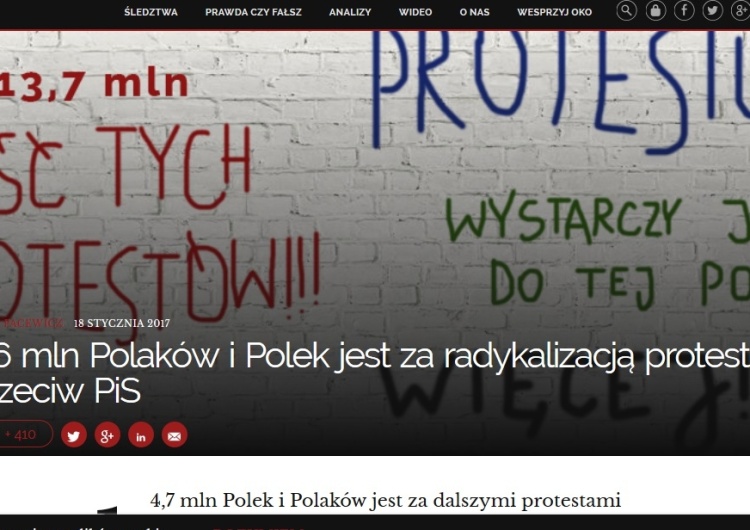 zrzut ekranu Oko.press ogłasza: Konieczna jest radykalizacja oporu. Czas zerwać z delikatnością pierwszego KOD-u