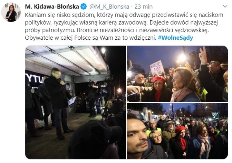  Politycy opozycji na demonstracjach organizowanych przez stowarzyszenia "apolitycznych" sędziów