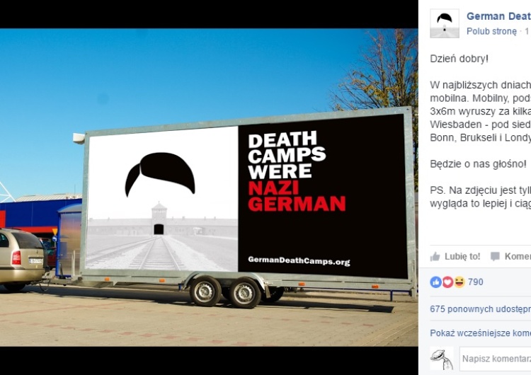 Został zakupiony mobilny billboard #GermanDeathCamps, który wyruszy pod siedzibę ZDF