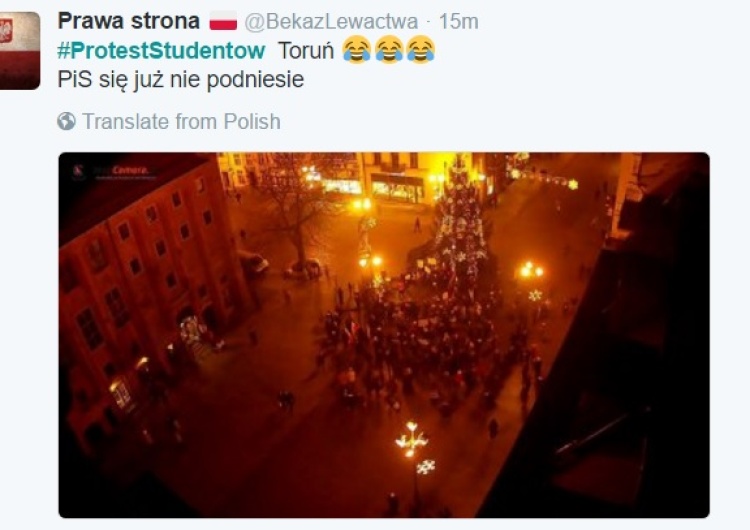 Według relacji internautów wspierany przez KOD #ProtestStudentow nie odniósł frekwencyjnego sukcesu