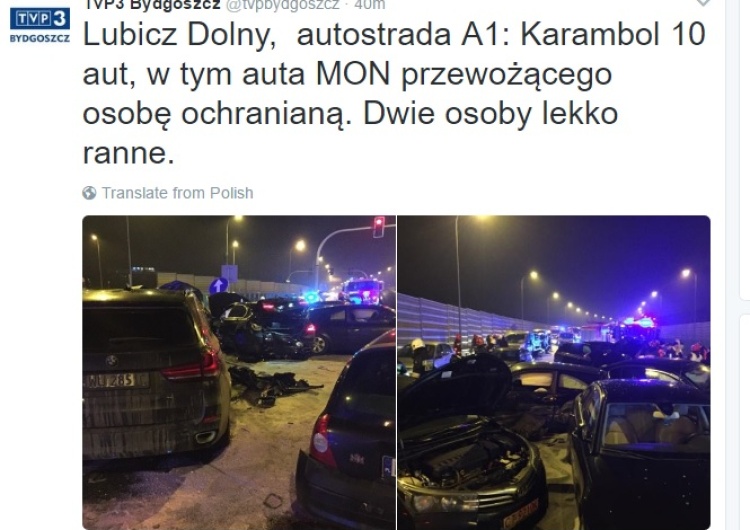 Karambol na autostradzie A1. W jednym z samochodów jechał minister Macierewicz