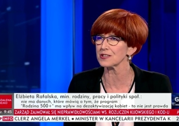 zrzut ekranu Minister Rafalska: Proszę, by w 2017 roku opozycja nie martwiła się o realizację naszego programu