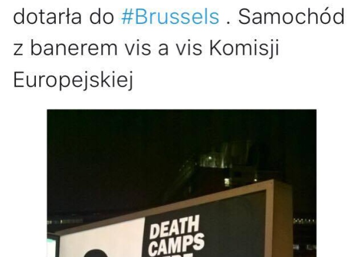 Billboard "German Death Camps" przyjechał do Brukseli