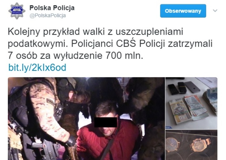  Policjanci CBŚP zatrzymali grupę przestępców w białych kołnierzykach, którzy wyłudzili 700 mln VAT