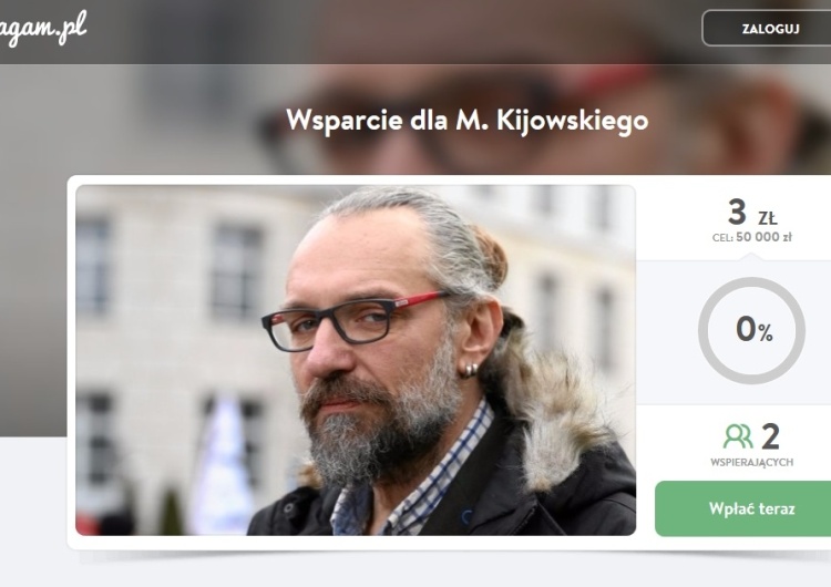 zrzut ekranu Zbiórka w internecie na Kijowskiego: "Polska zasługuje na takich bohaterów". Chętnych do wpłacania brak..