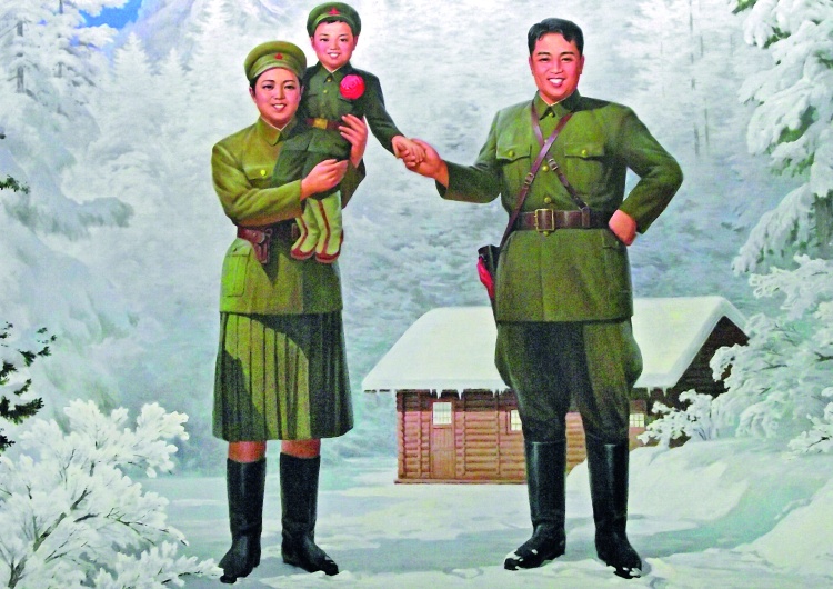 Północnokoreański  plakat propagandowy Korea Północna: Kim Dzon Un postanowił ostatnio pokazać, że ma długie ręce