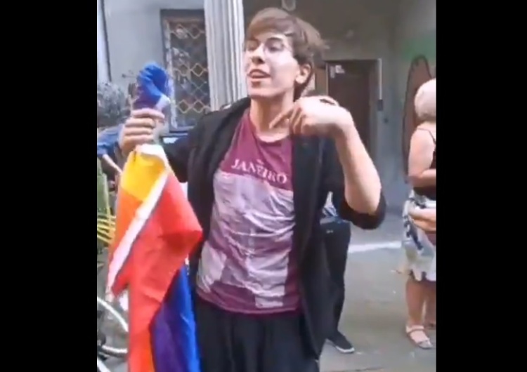  [video] "To jest Jezus Chrystus, to jest pedalska flaga". Bojówkarz LGBT lży