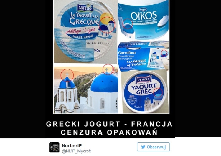@NorbertP/twitter.com Burza o krzyż na opakowaniu jogurtu? Firma się tłumaczy