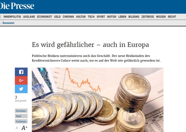 Marian Panic: Nawet "die Presse" musi napisać, że poziom "ryzyka politycznego" w Polsce jest niski