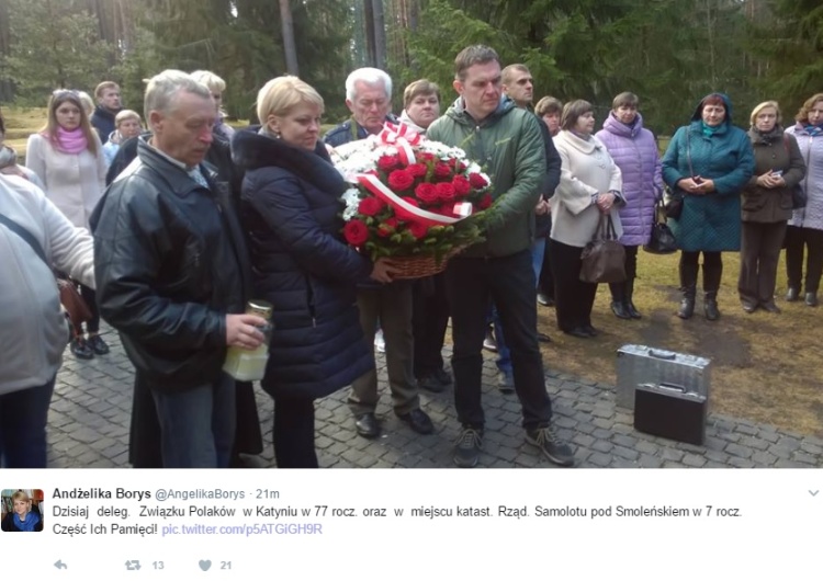  Andżelika Borys wraz z delegacją Związku Polaków na Białorusi złożyła kwiaty w Katyniu i Smoleńsku