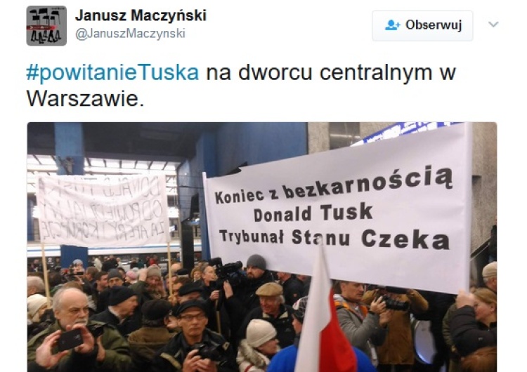 zrzut ekranu Paweł Janowski dla "TS": Kalendarz stanął i Tusk wysiadł