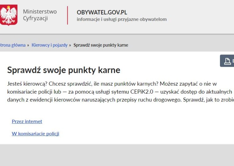  Rekordowa e-usługa - Sprawdź swoje punkty karne