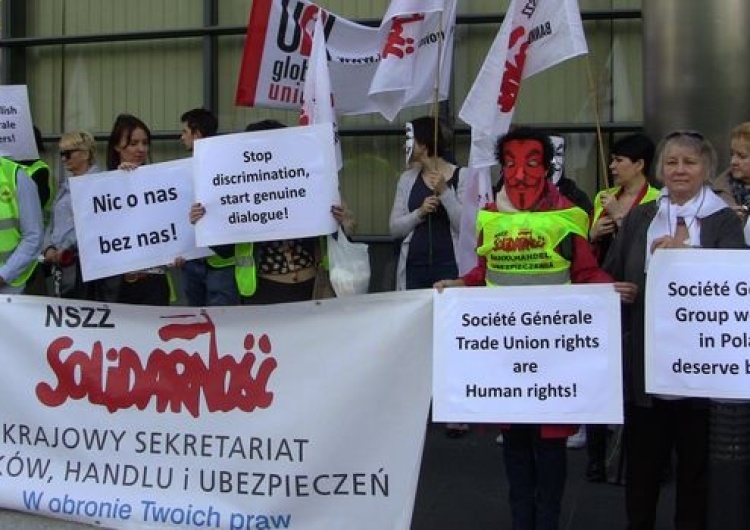 Protest "S" Eurobanku pod siedzibą Societe Generale w Warszawie