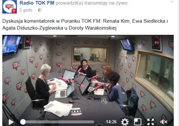 zrzut ekranu Publicystki w TokFM: "PiS straszy uchodźcami, a biją i gwałcą biali mężczyźni i katolicy". Czego się bać?