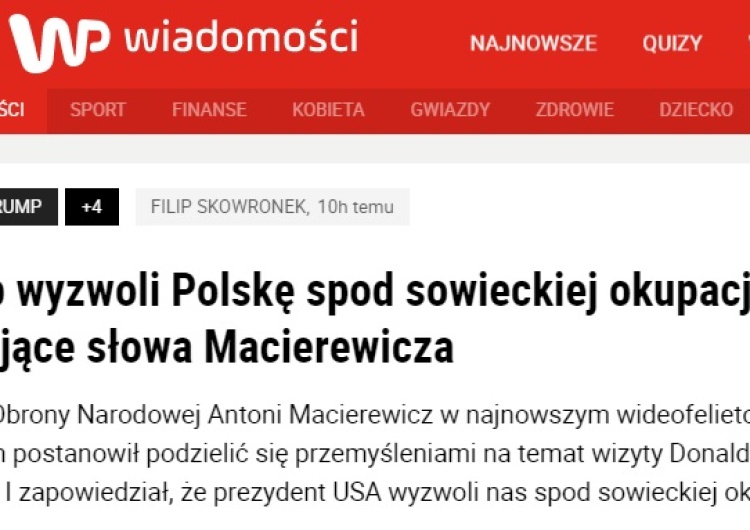  Wirtualna Polska atakuje Antoniego Macierewicza zmyśloną wypowiedzią