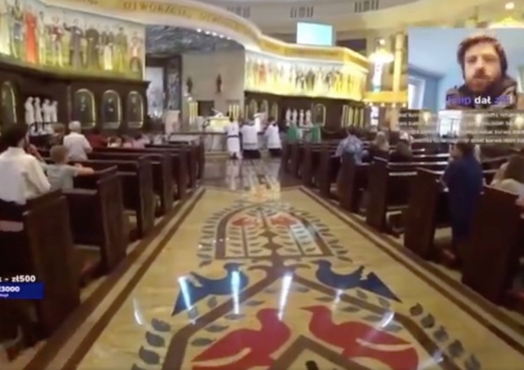 Fragment nagrania „Patostreamer transmitował na żywo usiłowanie kradzieży stuły z konfesjonału”. Szokujące nagranie
