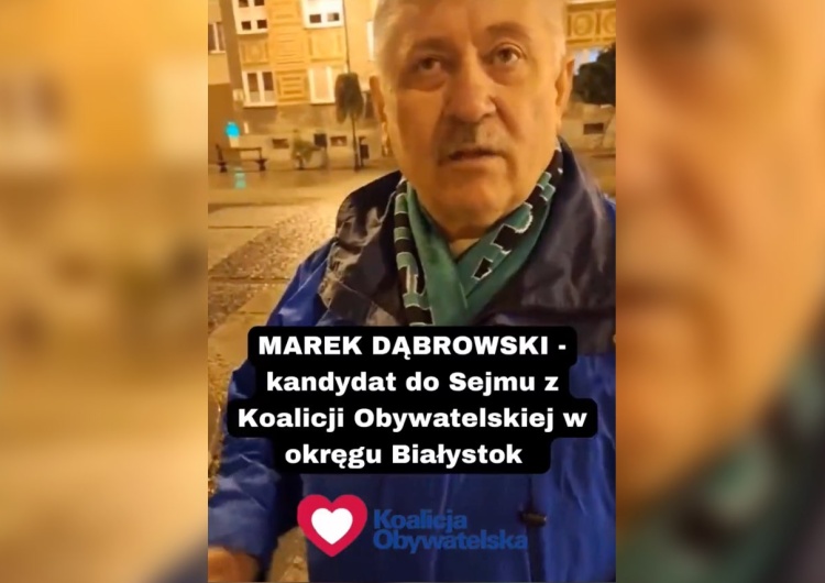 Kandydat KO Marek Dąbrowski Kandydat KO zapytany o imigrantów: Też rzucałbym kamieniami w polską Straż Graniczną