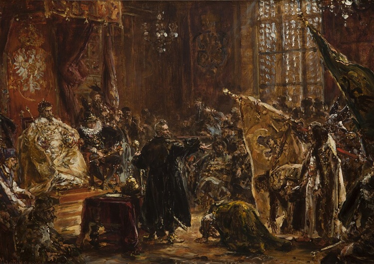 Hołd cara Wasyla Szujskiego przed Zygmuntem III Wazą w 1611 r. - obraz Jana Matejki (XIX w.) 412 lat temu rosyjscy carowie padli na kolana przed polskim królem