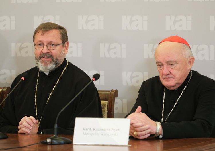 Od lewej: abp Światosław Szewczuk, kard. Kazimierz Nycz Abp Szewczuk w Warszawie: Rosja eksportuje wojnę na cały świat