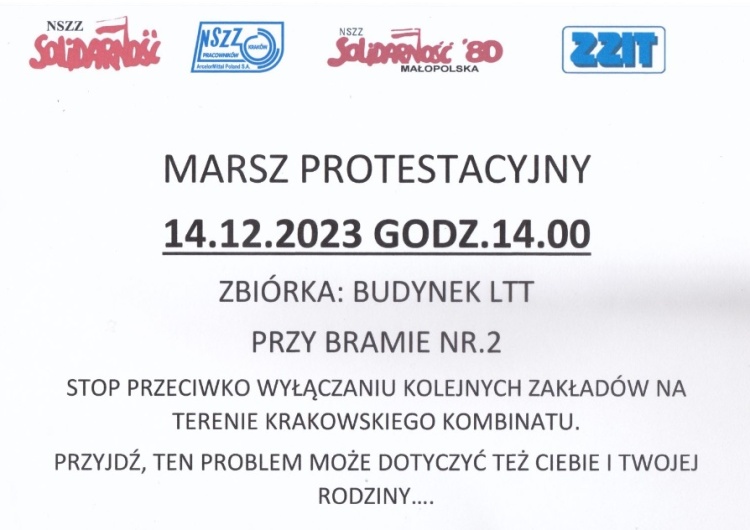 Spółka ArcelorMittal Tubular Products Kraków ma zostać zamknięta. Solidarność organizuje protest