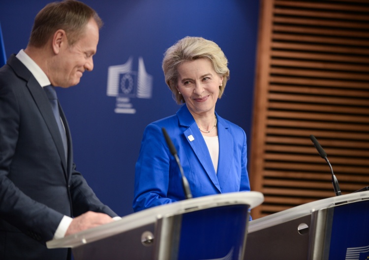 Donald Tusk i Ursula von der Leyen Oficjalnie: KE wypłaci Polsce 5 mld zaliczki z KPO. Tusk: „Kluczem było przywrócenie praworządności w Polsce”