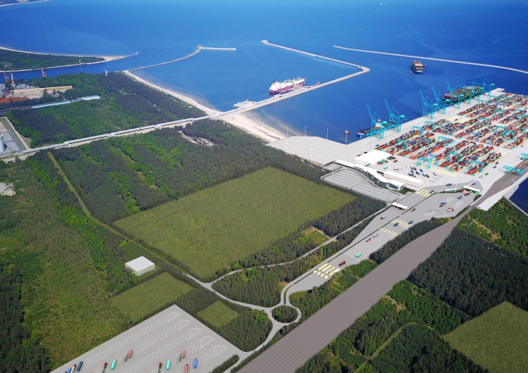 Wizualizacja portu kontenerowego w Świnoujściu  Niemiecka organizacja BI Lebensraum Vorpommern zaskarżyła decyzję ws. portu kontenerowego w Świnoujściu