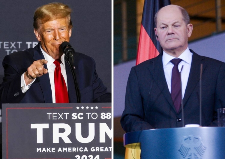 Donald Trump i Olaf Scholz Sukces Trumpa. Niemcy zadeklarowały przeznaczenie 2 proc. PKB na obronność