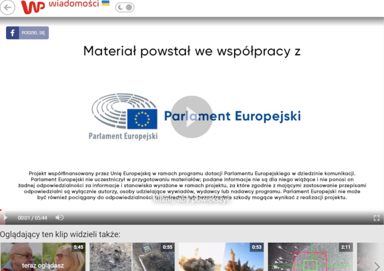 Plansza informująca o finansowaniu przez UE Skandal. Materiał WP uderzający w Kamińskiego i Wąsika powstał… za pieniądze Unii Europejskiej