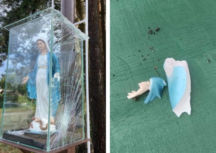 Zniszczona figura Maryi w Ocyplu Zniszczono figurę Maryi. „Komu przeszkadza Niepokalana?”